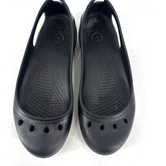 Crocs Women’s Kadee Slip On Ballet Flats Size 7 Shoes Cut Out Vented Black - Picture 4 of 8